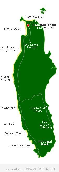 Карта пляжей остров Ланта