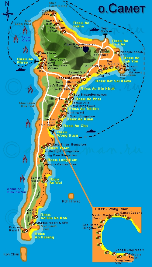 Карта острова Самет